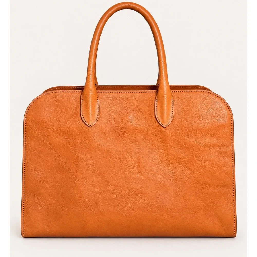 Claudia Firenze Italian Leather Doctor Bag Cognac Satchel Crossbody Tote